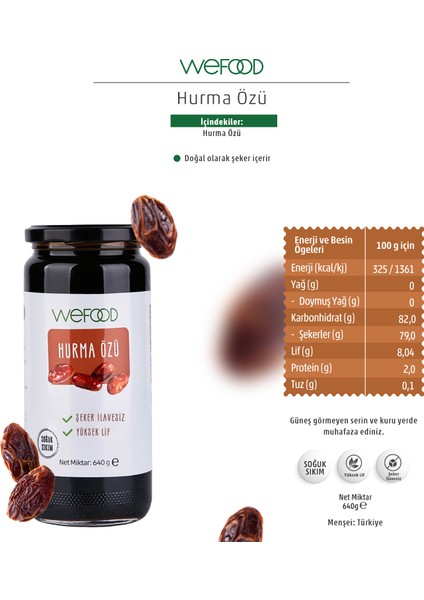 Hurma Özü 640 gr (Soğuk Sıkım) 8682392174969