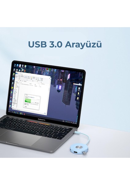 SWR1670 Type-C To 3*usb 3.0 HDMI Pd 3.0 Dönüştürücü Adaptör Mavi