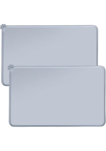 Yükseltilmiş Kenarlı Köpek Maması Matları Su Kasesi Paspasları Pet Besleme Matları Kitty Ince Stil Gri (Yurt Dışından)