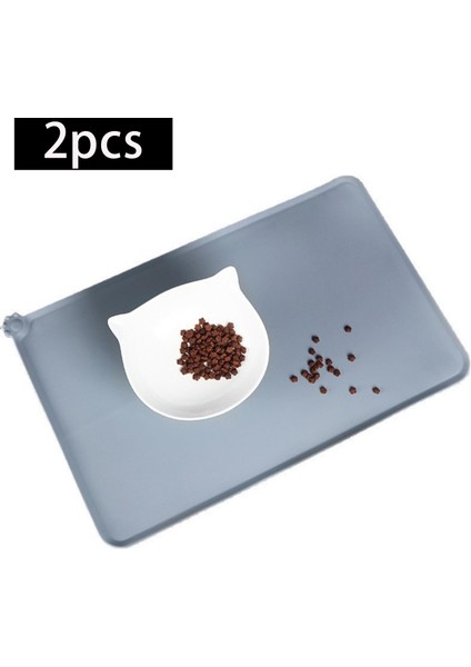 Yükseltilmiş Kenarlı Köpek Maması Matları Su Kasesi Paspasları Pet Besleme Matları Kitty Ince Stil Gri (Yurt Dışından) modelleri