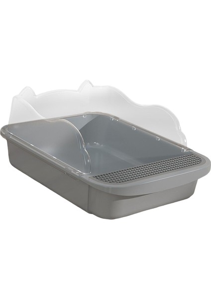Yarı Kapalı Açık Kediler Çöp Kutusu Tuvalet Dayanıklı Sandbox Bedpan Çöp Tepsisi 43X28X18CM Gri (Yurt Dışından)