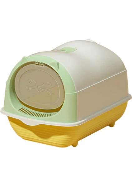 Kapşonlu Kedi Kumu Kutusu Tamamen Kapalı Kedi Çöp Tepsisi Temizlenmesi Kolay Çıkarılabilir Açık Yeşil (Yurt Dışından)