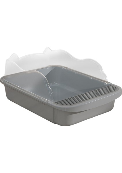Yarı Kapalı Açık Kediler Çöp Kutusu Tuvalet Dayanıklı Sandbox Bedpan Çöp Tepsisi 43X28X18CM Gri (Yurt Dışından)