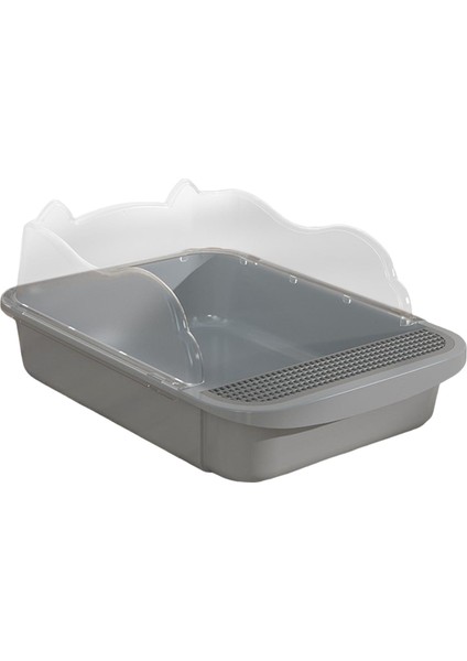 Yarı Kapalı Açık Kediler Çöp Kutusu Tuvalet Dayanıklı Sandbox Bedpan Çöp Tepsisi 43X28X18CM Gri (Yurt Dışından)