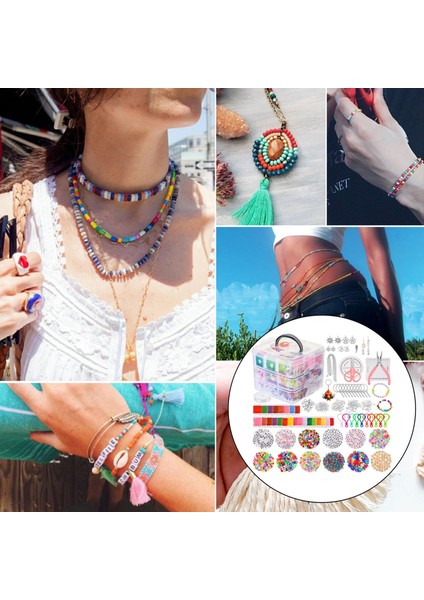 Takı Yapma Malzemeleri Set Araçları Dıy Bilezik Mücevher Pense Boncuk Teli 4655PCS (Lüks Takım) 16X16X16CM (Yurt Dışından) indirimleri