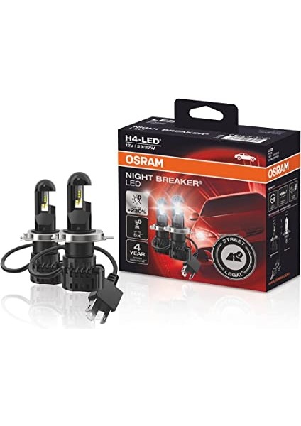 Night Breaker LED H4 12V %230 Fazla Işık 64193DWNB (1 Takım-2 Adet)