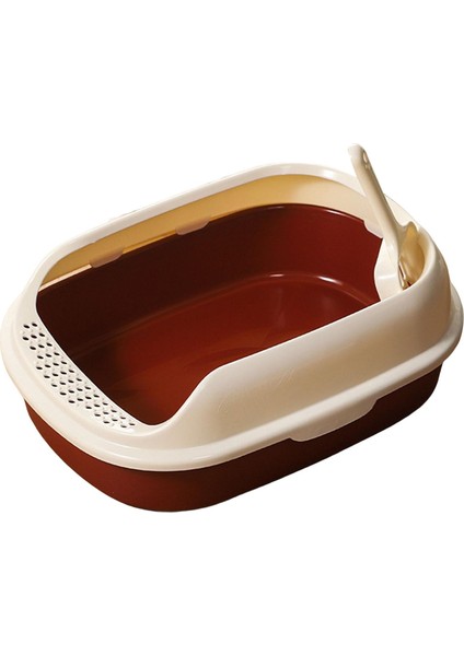 Kedi Çöp Kutusu Anti Sıçraması Sağlam Açık Açık Top Pet Çöp Tepsisi Yüksek Yan Kahve (Yurt Dışından) fiyatları