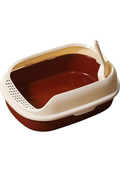 Kedi Çöp Kutusu Anti Sıçraması Sağlam Açık Açık Top Pet Çöp Tepsisi Yüksek Yan Kahve (Yurt Dışından) indirimleri