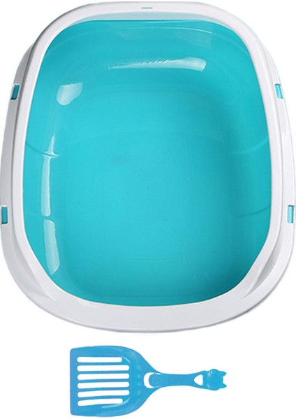 Yarı Kapalı Kedi Kumu Kutusu Tuvalet Taşınabilir Konteyner Kum Kutusu Açık Üst Evcil Hayvan Mavisi (Yurt Dışından) fırsatları