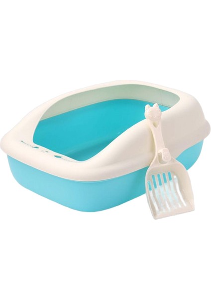 Dayanıklı Kedi Kumu Kutusu, Kapalı Kediler Mavi Için Sıçrama Geçirmez Kedi Tuvaletini Yükseltmek (Yurt Dışından)