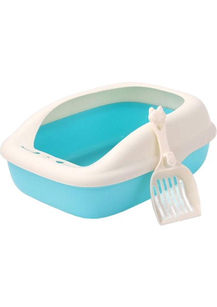 Dayanıklı Kedi Kumu Kutusu, Kapalı Kediler Mavi Için Sıçrama Geçirmez Kedi Tuvaletini Yükseltmek (Yurt Dışından) fırsatları