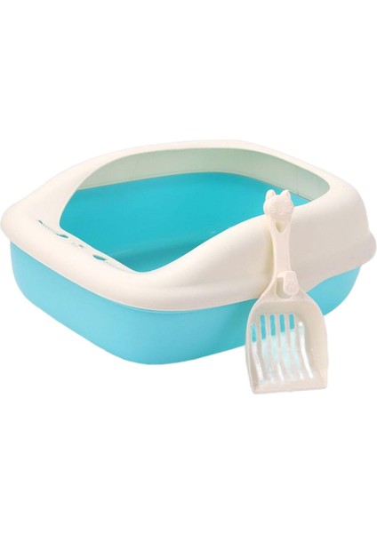 Dayanıklı Kedi Kumu Kutusu, Kapalı Kediler Mavi Için Sıçrama Geçirmez Kedi Tuvaletini Yükseltmek (Yurt Dışından) indirimleri