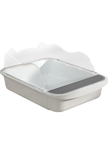 Yarı Kapalı Açık Kediler Çöp Kutusu Tuvalet Dayanıklı Sandbox Obdpan Çöp Tepsisi 43X28X18CM Beyaz (Yurt Dışından)