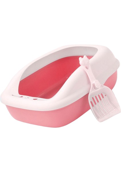 Dayanıklı Kedi Kumu Kutusu, Kapalı Kediler Için Sıçrama Geçirmez Yavru Kedi Tuvaleti Pembe (Yurt Dışından)