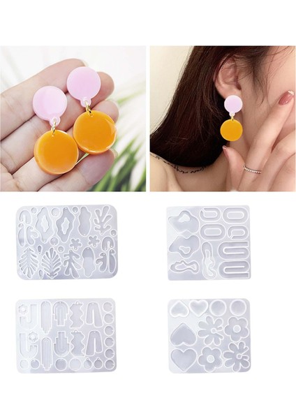 4pcs Silikon Döküm Dıy Küpe Takı Yapımı Için Kişiselleştirilmiş Yeniden Kullanılabilir (Yurt Dışından)