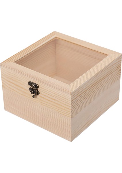Ahşap Kutu Takı Ekranı Cam Kapak Dekoratif Dey Dey Depok Boglu 18CMX18CMX12CM (Yurt Dışından)