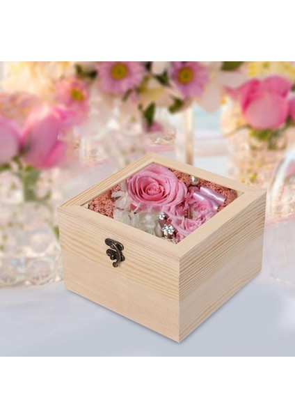 Ahşap Kutu Takı Ekranı Cam Kapak Dekoratif Dey Dey Depok Boglu 18CMX18CMX12CM (Yurt Dışından) fiyatları