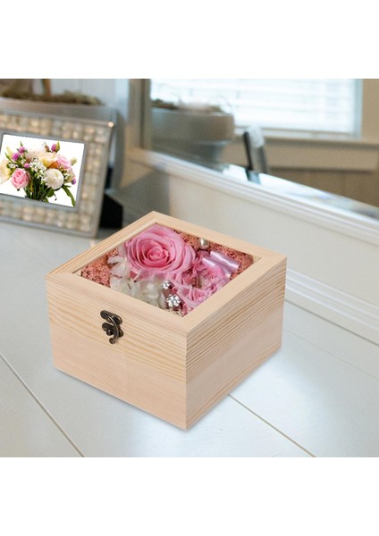 Ahşap Kutu Takı Ekranı Cam Kapak Dekoratif Dey Dey Depok Boglu 18CMX18CMX12CM (Yurt Dışından) fırsatları