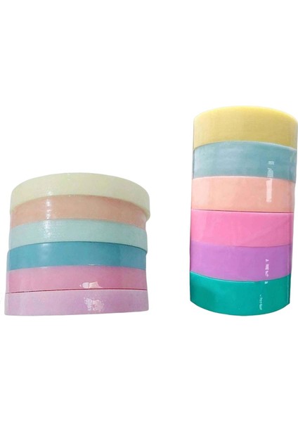 12X Renkli Yapışkan Top Haddeleme Bantları Şeker Renk Bant Sanat El Sanatları Için Dıy 1.2cm ve 2,4 cm (Yurt Dışından)