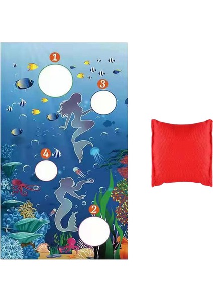Komik Kum Torbası Atma Oyunu 30X53 Inç Denizkızı Teması Oyunlar Için (Yurt Dışından)