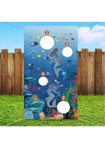 Komik Kum Torbası Atma Oyunu 30X53 Inç Denizkızı Teması Oyunlar Için (Yurt Dışından) fiyatları