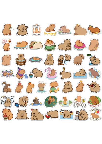 50X Karikatür Capybara Sticker Anime Dekoru Kart Adresi Için Küçük (Yurt Dışından)