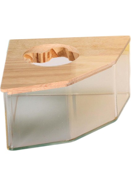 Hamster Banyo Kutusu Akrilik Hamster Kum Banyosu Fareler Veya Diğer Pentagramlar Için Ahşap Kapaklı (Yurt Dışından)
