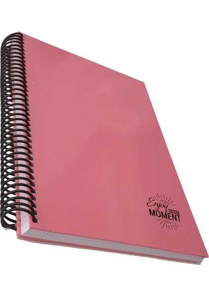 Sert Kapak Spralli Defter 120 Yaprak Kareli 17X24 Orta Boy 1 Adet Enjoy Every Moment Sert Kapak Defter