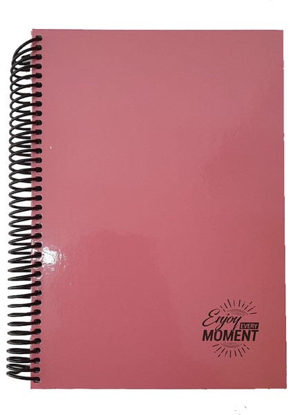 Sert Kapak Spralli Defter 120 Yaprak Kareli 17X24 Orta Boy 1 Adet Enjoy Every Moment Sert Kapak Defter