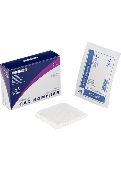 Steril Gaz Kompres 7,5 cm x 7,5 cm 4 Kat 5 x 5 - 25 Adet