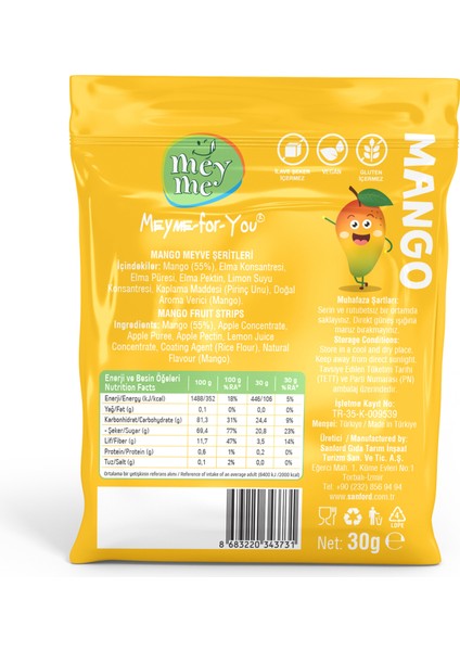 Mango Meyve Şeritleri 30 gr x 6