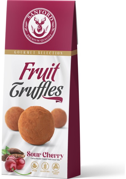 Fruit Truffles Kakao Tozu Kaplamalı Vişneli Meyve Topu 80 gr x 6 modelleri