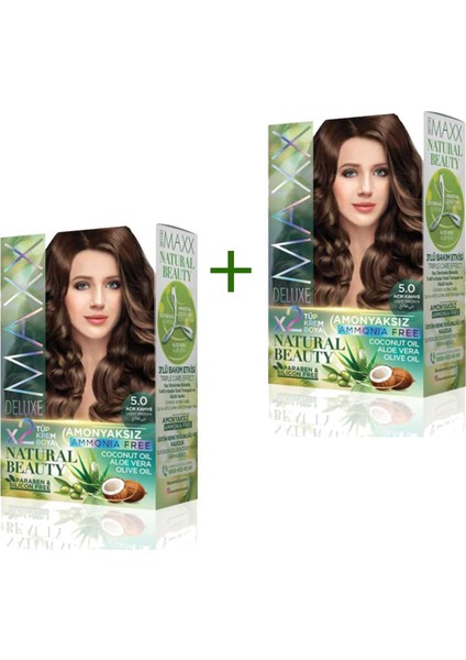 2 Paket Natural Beauty Amonyaksız Saç Boyası 5.0 Açık Kahve