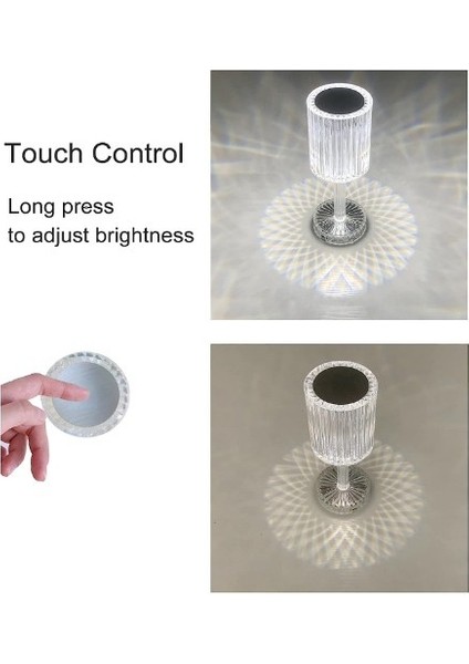 Crystal Palace Masa Üstü Lamba - Şarjlı Gece Lambası - Dokunmatik LED Lamba - Ledli Şarj Edilebilir Kristal Abajur