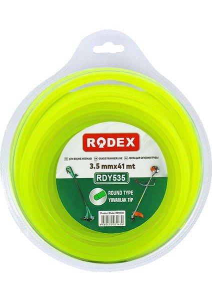 Rodex RDY535 Misina Motorlu Tırpan Yuvarlak Misina 3.5 mm 41 Metre Çim Ot Biçme Teli