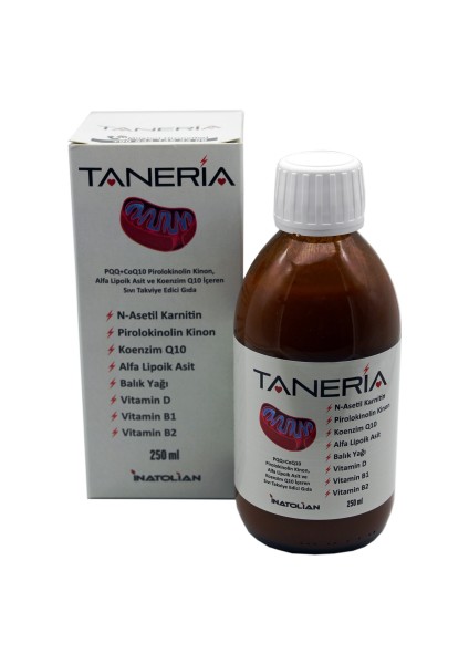 Taneria, Koenzim Q10, Pqq, Alfa Lipoik Asit (Ala) İçeren Sıvı Takviye Edici Gıda 250 ml