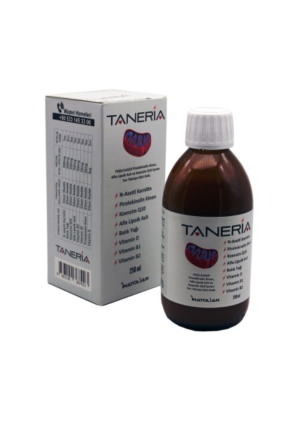 Taneria, Koenzim Q10, Pqq, Alfa Lipoik Asit (Ala) İçeren Sıvı Takviye Edici Gıda 250 ml