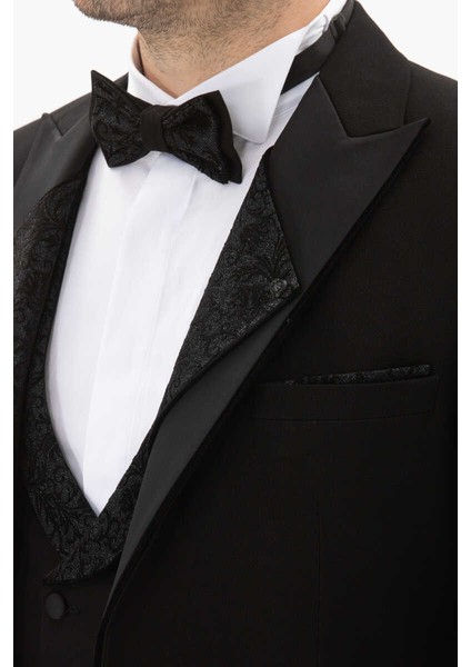 Slim Fit Bırdeye Damatlık Kombın Siyah
