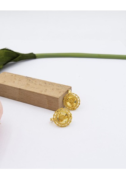 22 Ayar Altın Küpe Kalemli Tuğralı Fizyon J Klips Küpe Kadın Küpe modelleri