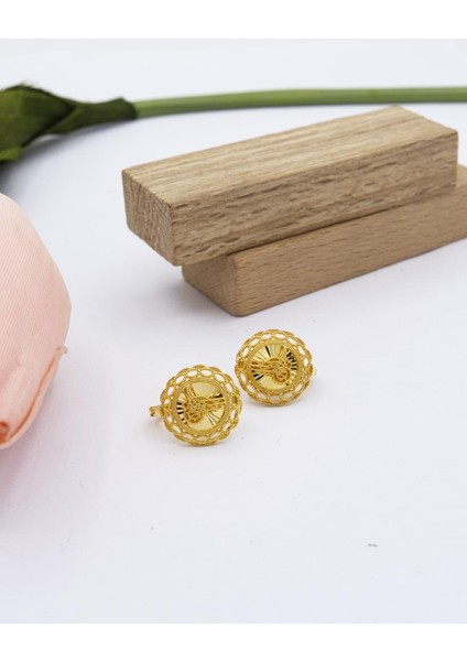 22 Ayar Altın Küpe Kalemli Tuğralı Fizyon J Klips Küpe Kadın Küpe indirimleri