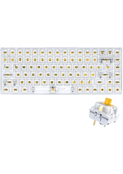 Leaven K840 Type-C Kablolu Klavye LED Rgb 104 Tuşlu Şeffaf Tuş Takımı Gökkuşağı Renkler Mekanik Oyuncu Işıklı Klavye Ergonomik Tasarım Bilgisayar Pc Için Gaming Keyboard Kırmızı Switch