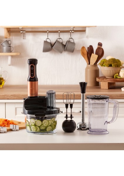 Mastermaid Prosteel Cam Mutfak Robotu Uzun Blender Ayaklı 6 Bıçaklı 2500 W Black Copper
