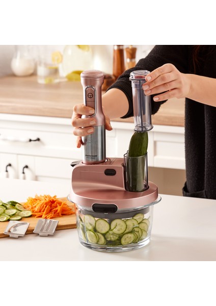 Mastermaid Prosteel Cam Mutfak Robotu Uzun Blender Ayaklı 6 Bıçaklı 2500 W Rosegold