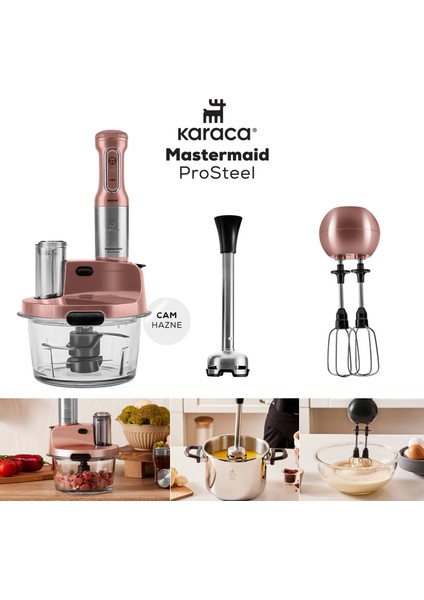 Mastermaid Prosteel Cam Mutfak Robotu Uzun Blender Ayaklı 6 Bıçaklı 2500 W Rosegold