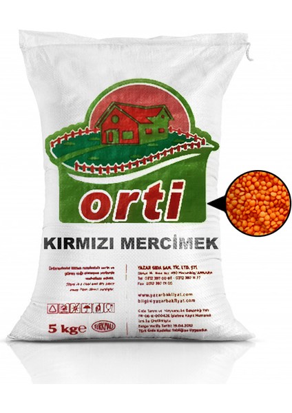 Orti Kırmızı Mercimek 5 Kg.