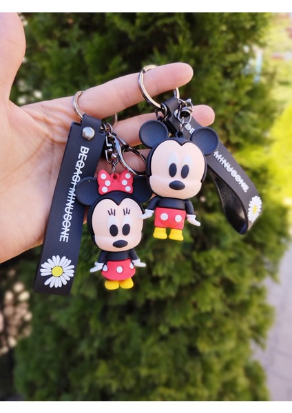 Sevimli Minnie ve Mickey Mouse Ikili Anahtarlık ve Çanta Süsü