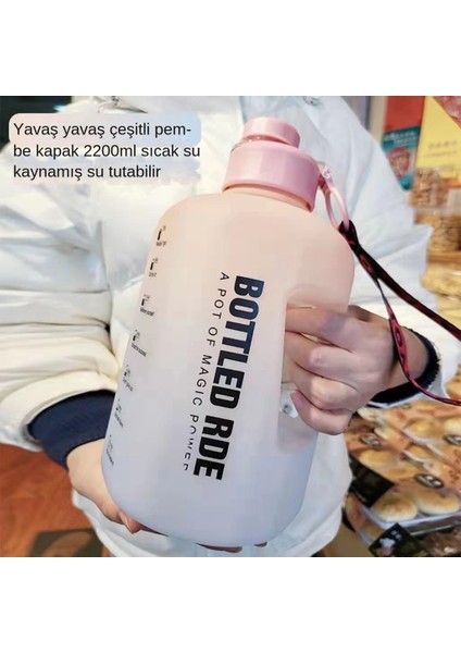 Süper Büyük Kapasiteli Su Bardağı Spor Fitness Su Isıtıcısı Ton Varil Yüksek Sıcaklığa Dayanıklı Uzay Kupası 2200ML (Yurt Dışından)