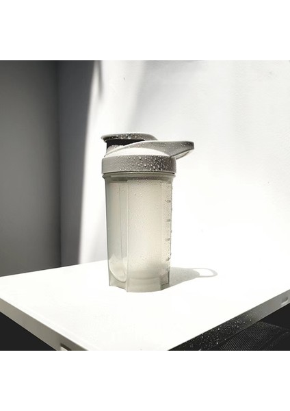 Shaker Kupası Spor Fitness Su Bardağı Saplı Flip Cover Kullanışlı Bardak Milkshake Bardak Açık Su Bardağı 500ML Beyaz (Yurt Dışından)