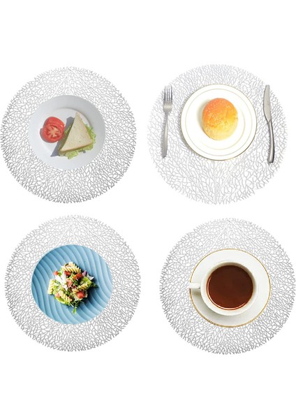 4 x 38CM Mercan Dallı Servis Altlığı (Gümüş) (Yurt Dışından)