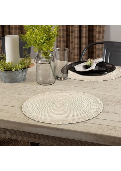 6'lı Dokuma Servis Altlığı Seti 38CM (Krem) (Yurt Dışından) indirimleri